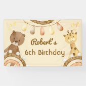Boho schattig Beer- en Giraffe-kinderen van Birthd Spandoek (Horizontaal)