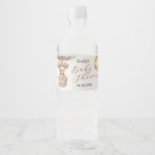 Boho schattig Beer luchtballon wolken Baby shower Waterfles Etiket (Voorkant)