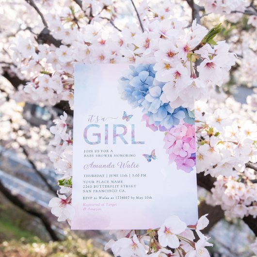 Boho schattig bloemige vlinder het is een meisje B Kaart