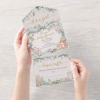 Boho Schattig Dier Alles In Een Baby shower Uitnod All In One Uitnodiging