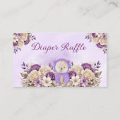 Boho schattig paarse bloementeddybeer luierloterij informatiekaartje (Achterkant)