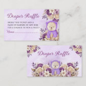 Boho schattig paarse bloementeddybeer luierloterij informatiekaartje (Voorkant / Achterkant)