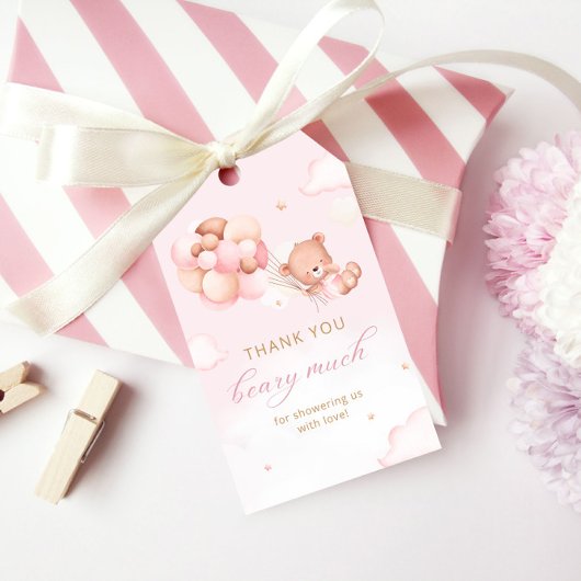 Boho schattig teddybeer dank u Baby shower gunsten Cadeaulabel