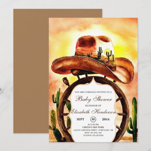 Boho Schattige aangepaste cowboy Baby shower Kaart (Voorkant / Achterkant)