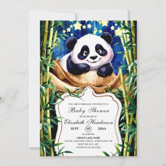 Boho Schattige Baby Panda Baby shower Kaart (Voorkant)