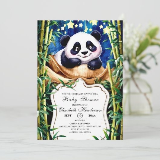 Boho Schattige Baby Panda Baby shower Kaart (Staand voorkant)