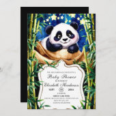 Boho Schattige Baby Panda Baby shower Kaart (Voorkant / Achterkant)