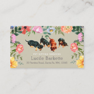 Boho Schattige Dachshond Huisdier Zittende Wilde B Visitekaartje