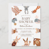 Boho schattige dieren genderneutraal Baby shower Kaart (Voorkant)