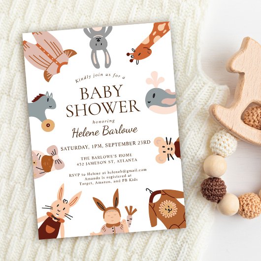 Boho schattige dieren genderneutraal Baby shower Kaart