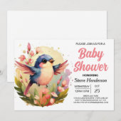 Boho Schattige Elegant Bird Baby shower Kaart (Voorkant / Achterkant)
