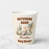 Boho Schattige Hatching Soon Dinosaur Baby shower Papieren Bekers (Achterkant)