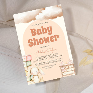 Boho Schattige Konijn Baby shower Kaart