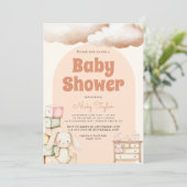 Boho Schattige Konijn Baby shower Kaart (Staand voorkant)