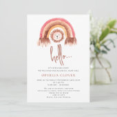 Boho schattige leeuw regenboog geboorte aankondigi aankondiging (Staand voorkant)