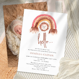 Boho schattige leeuw regenboog geboorte aankondigi aankondiging