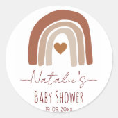 Boho schattige neutrale waterverf regenboog natuur ronde sticker (Voorkant)