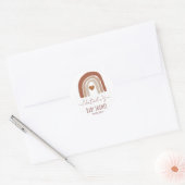 Boho schattige neutrale waterverf regenboog natuur ronde sticker (Envelop)