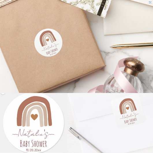 Boho schattige neutrale waterverf regenboog natuur ronde sticker