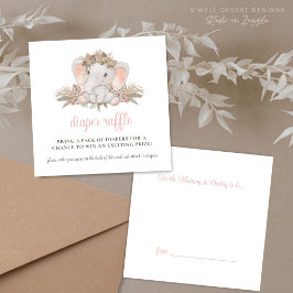 Boho Schattige Olifant Baby shower Luier Raffle Informatiekaartje