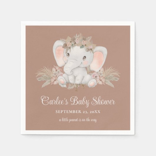 Boho Schattige Olifant Genderneutraal Baby shower Servet (Voorkant)