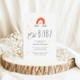 Boho Schattige Regenboog Baby shower Kaart