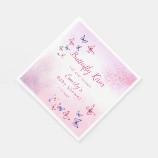 Boho Schattige Vlinder Waterverf Meisje baby showe Servet (Hoek)