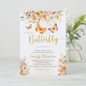 Boho Schattige Vlinder Wildflower Meisje Baby show Kaart (Staand voorkant)