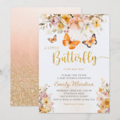 Boho Schattige Vlinder Wildflower Meisje Baby show Kaart (Voorkant / Achterkant)