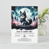 Boho Schattige Wolf Verjaardag Kaart (Staand voorkant)