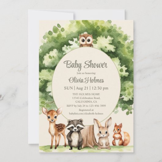 Boho Schattige Woodland Animals Baby shower Invita Kaart (Voorkant)