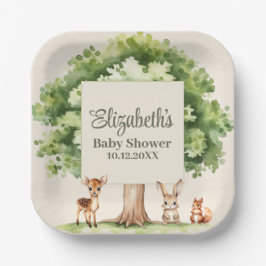 Boho Schattige Woodland Animals Baby shower Papieren Bordje