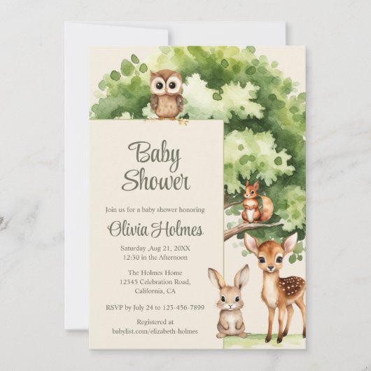 Boho Schattige Woodland Animals Baby shower uitnod Kaart (Voorkant)