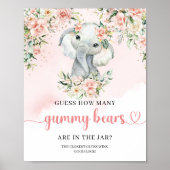 Boho Schattigee baby olifant Raad hoeveel gummy Be Poster (Voorkant)
