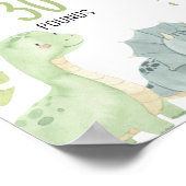 Boho Schattigee Dinosaurussen 1e Verjaardag Mijlpa Poster (Hoek)
