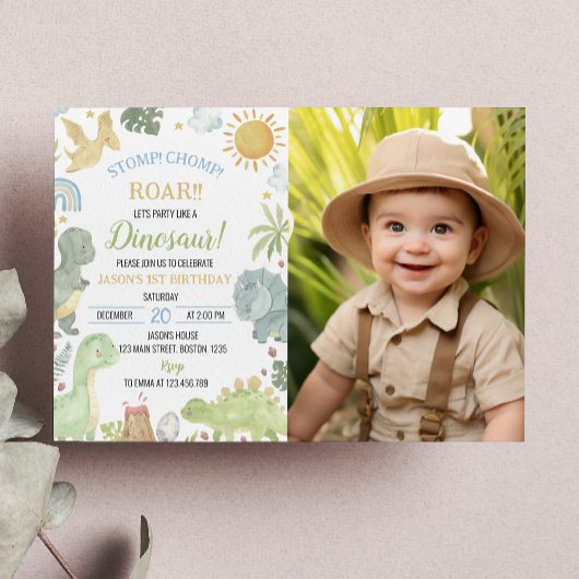 Boho Schattigee Dinosaurussen Jongen Verjaardagsui Kaart