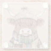 Boho Schattigee Highland Koe in Pet Cream Glazen Onderzetter (Achterkant)