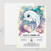 Boho Schattigee Kinderen Dolfijn Verjaardag Kaart (Voorkant / Achterkant)