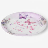 Boho Schattigee Paarse Vlinder Bloemen Meisje baby Papieren Bordje (Gekanteld)