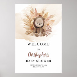 Boho Schattigee teddybeer tropisch Baby shower Wel Poster