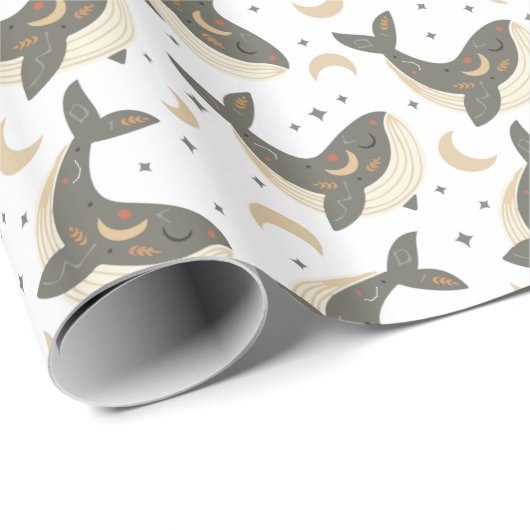 Boho Schattigee walvis maanster Cadeaupapier (Rol Hoek)