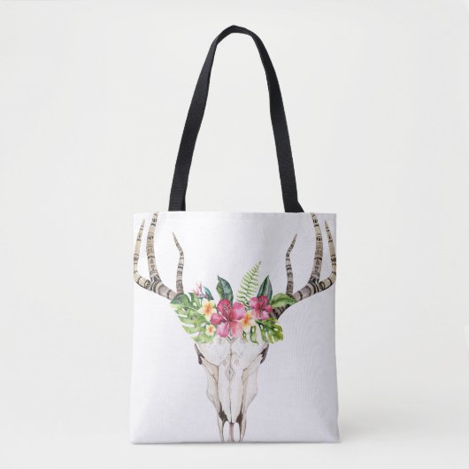 Boho Schedel Boeket Schoudertas Tote Bag (Voorkant)
