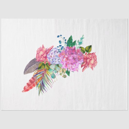 Boho Schedel en Bloemen Serie Design 7 Tissuepapier (Voorkant)