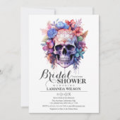 Boho schedel Gotische Waterverf Bloemen Vrijgezell Kaart (Voorkant)