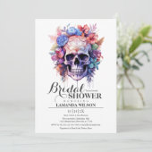Boho schedel Gotische Waterverf Bloemen Vrijgezell Kaart (Staand voorkant)