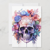 Boho schedel Gotische Waterverf Bloemen Vrijgezell Kaart (Achterkant)