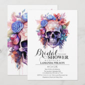 Boho schedel Gotische Waterverf Bloemen Vrijgezell Kaart (Voorkant / Achterkant)