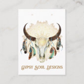 Boho Schedel met Veren Oorbellenkaart Visitekaartje (Voorkant)