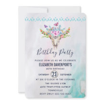 Boho Schedel met Vlinders en Bloemen Verjaardag