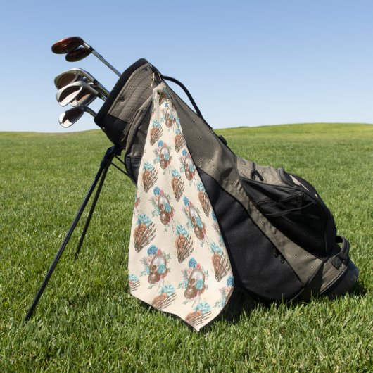 Boho Schedel Serie Design 12 Golfhanddoek (Groen)